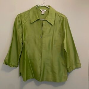 Petite silk lime green 3/4 sleeve